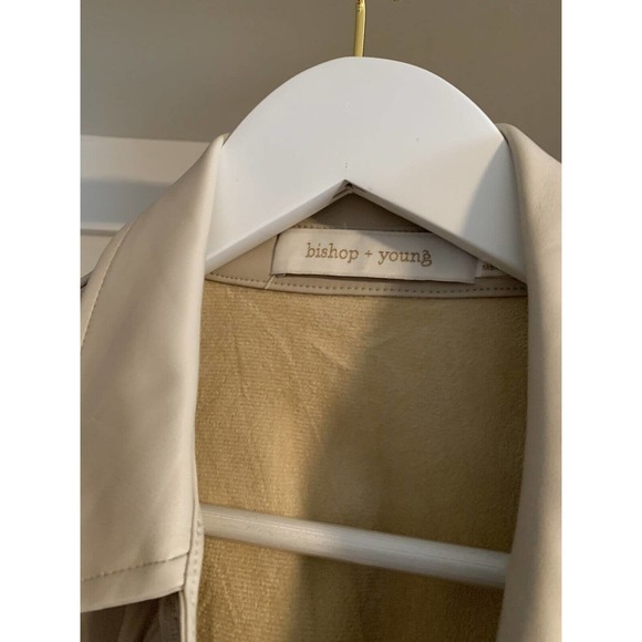 Bishop + Young Shirt Belted Dress Women's S Bone Collared Short Sleeve Button UP - Picture 4 of 5